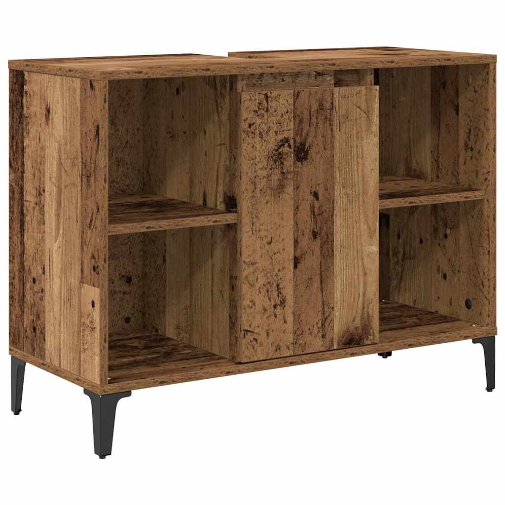 Vannitoa mööbleset riiuliga uksega 3 pcs Vana puit Tehispuit - Image 6