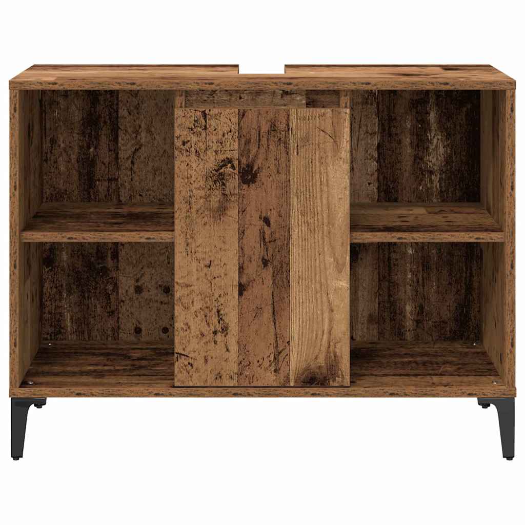 Vannitoa mööbleset riiuliga uksega 3 pcs Vana puit Tehispuit - Image 7