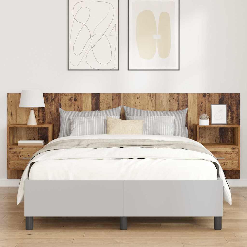 vidaXL Kopfteil mit Schrank mit Schubladen 3 pcs Altholz Holzwerkstoff