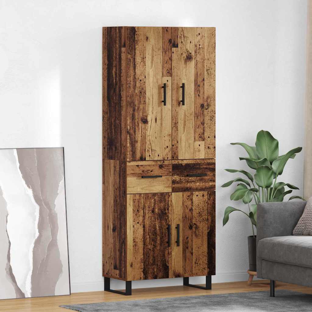 vidaXL Highboard mit Schubladen 2 pcs Altholz Engineered Wood und Glas
