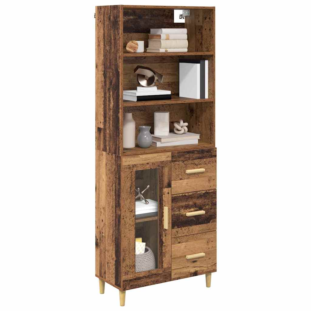 vidaXL Highboard Oud hout 69,5 x 34 x 180 cm Bewerkt hout