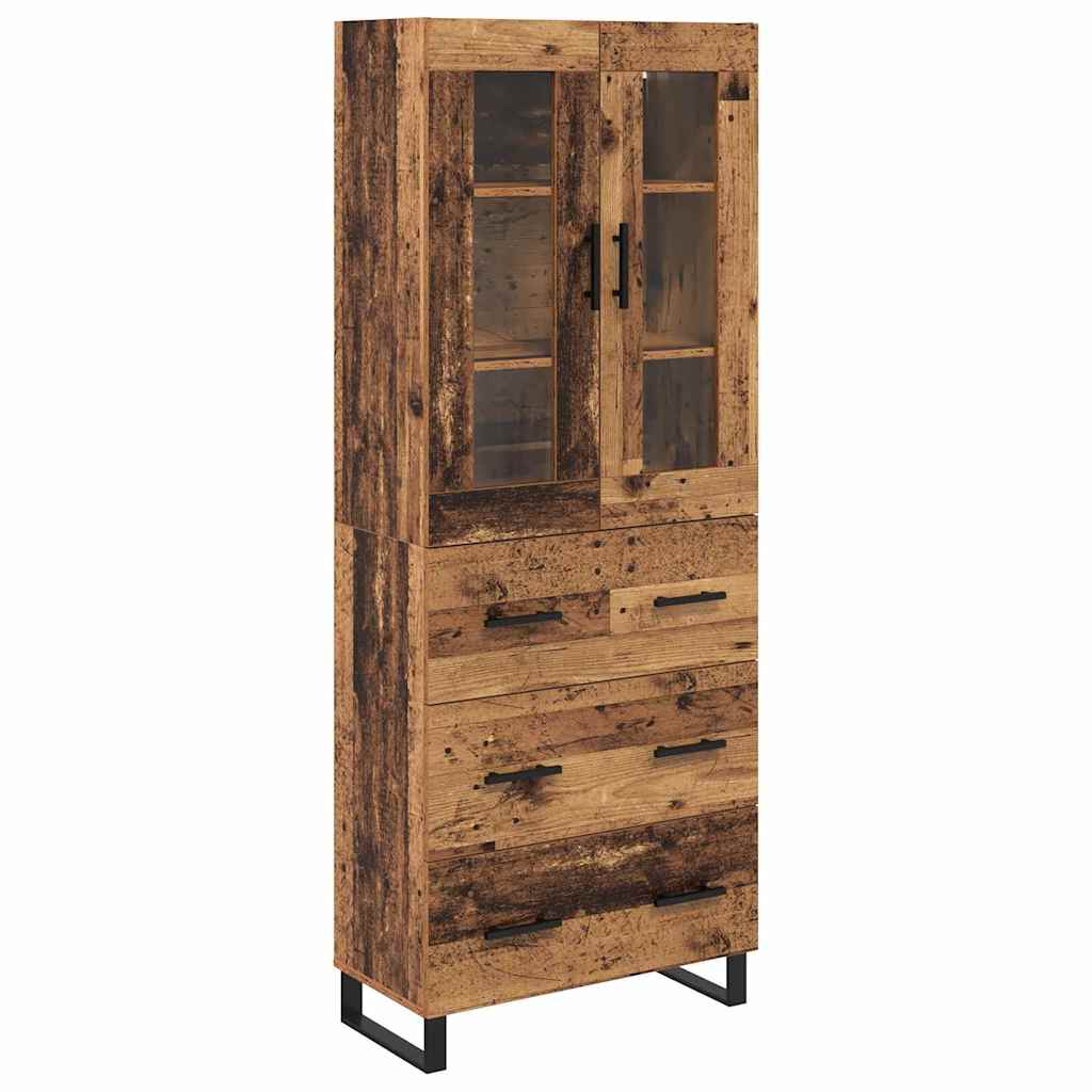 VidaXL Highboard Met Lade 2 Pcs Oud Hout Bewerkt Hout
