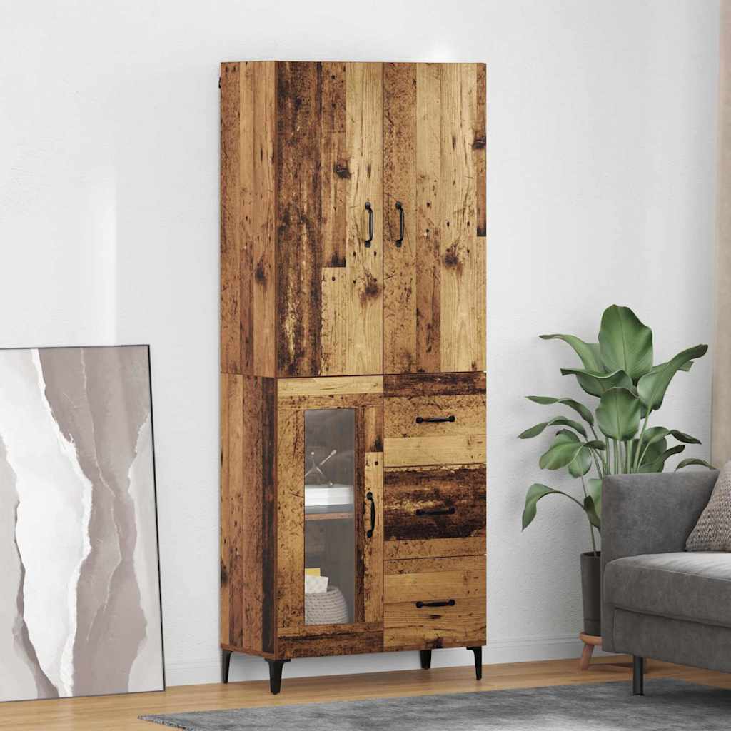 Highboard Wandgemonteerd Oud Hout 69,5 x 34 x 180 cm Bewerkt hout