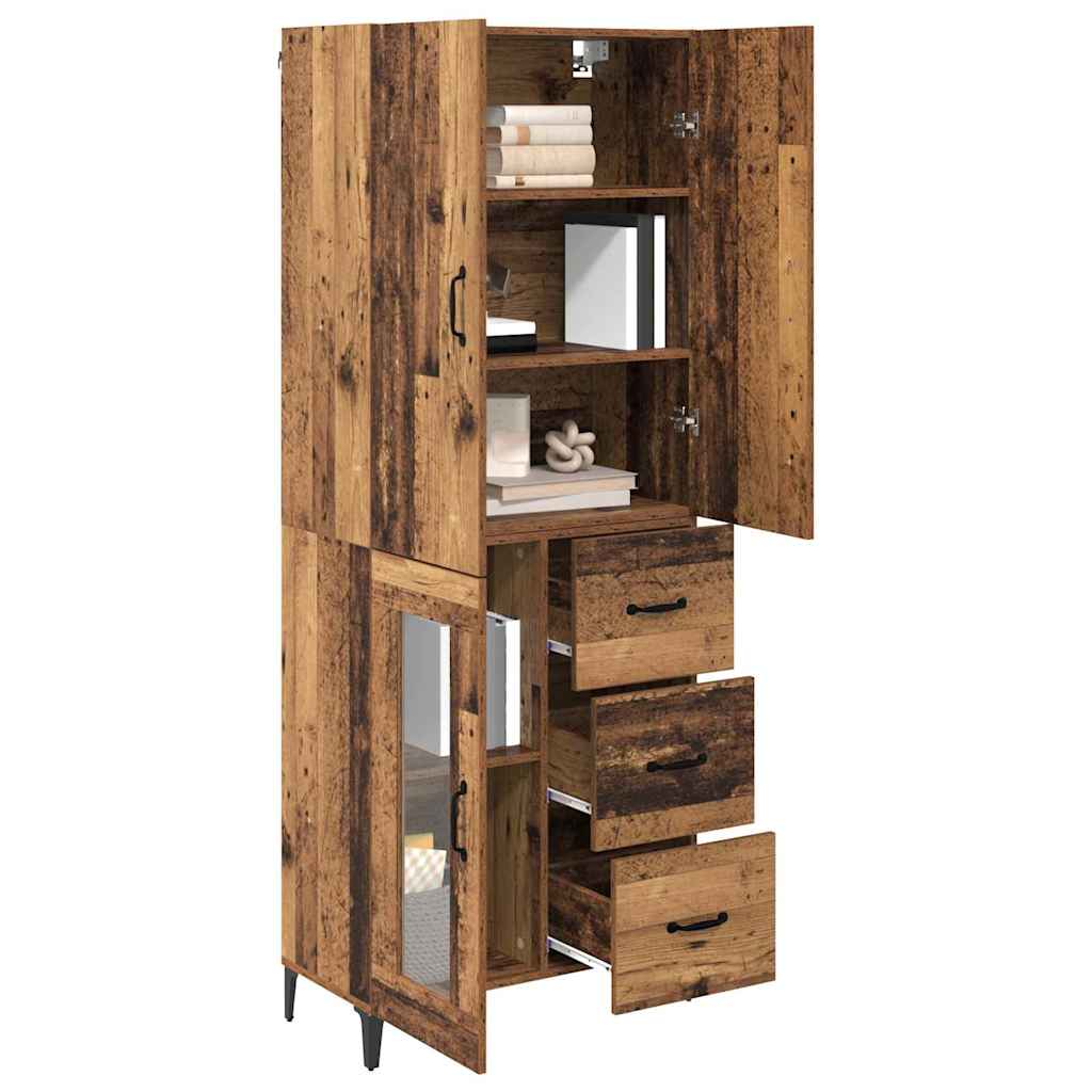 vidaXL Highboard Wandgemonteerd Oud Hout 69,5 x 34 x 180 cm Bewerkt hout