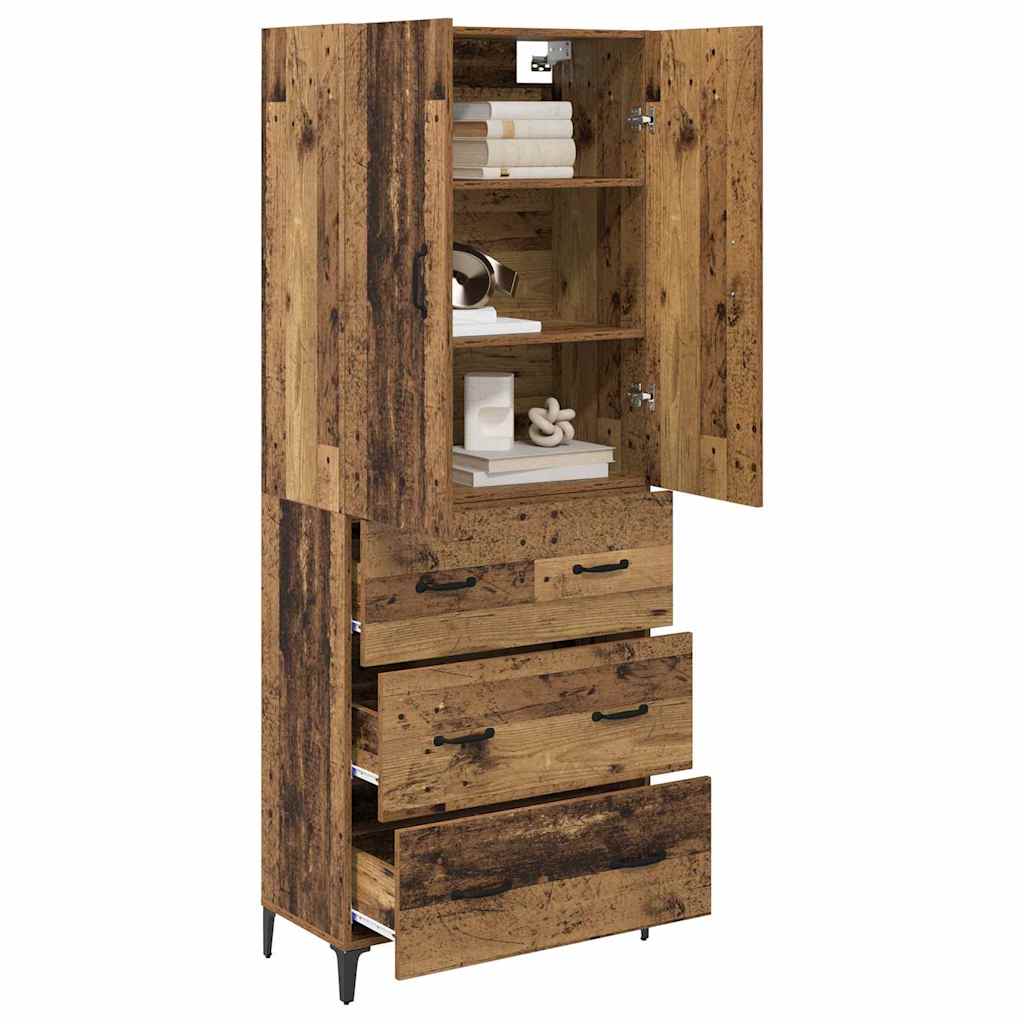 vidaXL Highboard met lade Oud Hout 69,5 x 34 x 180 cm Bewerkt hout