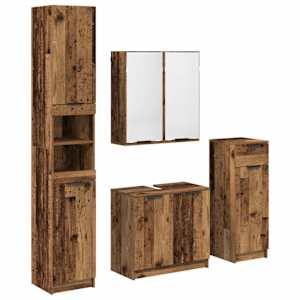vidaXL Vannitoa m&ouml;&ouml;bleset 4 tk Vana puit 64,5 x 33,5 x 59 cm Tehispuit