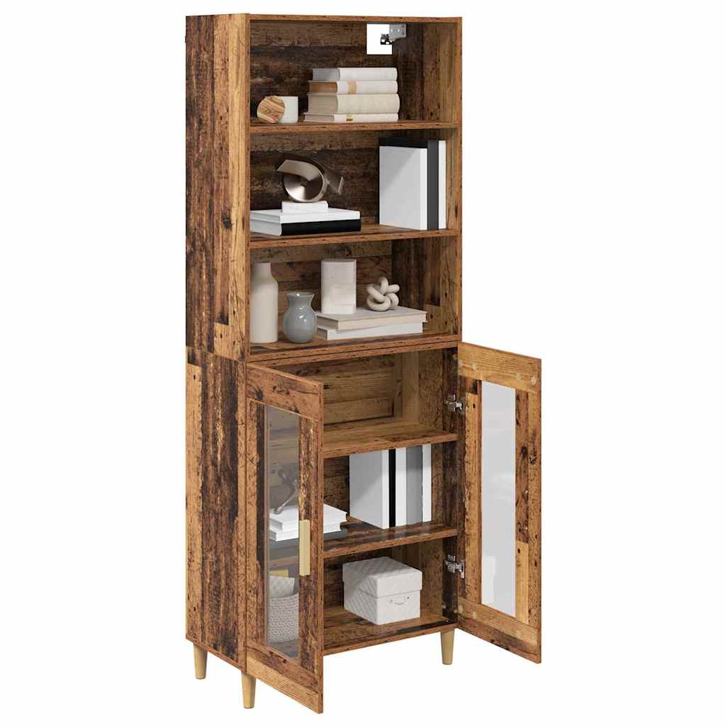 vidaXL Hoge kast Oud Hout 69,5 x 32,5 x 180 cm Bewerkt hout