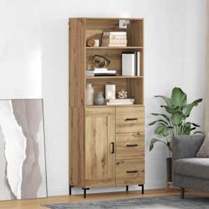 Vysoký bufet Artisanový dub 69,5 x 34 x 180 cm kompozitní dřevo - obrázek 1