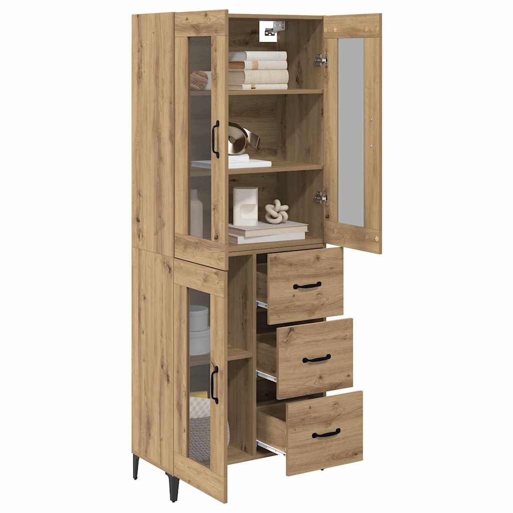 vidaXL Highboard Artisan Eiken 69,5 x 34 x 180 cm Bewerkt hout