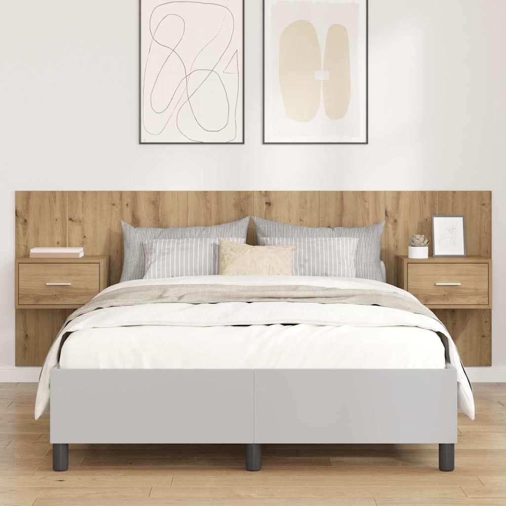 vidaXL Tăblie cu Noptieră 3 pcs Stejar Artizanal Lemn compozit