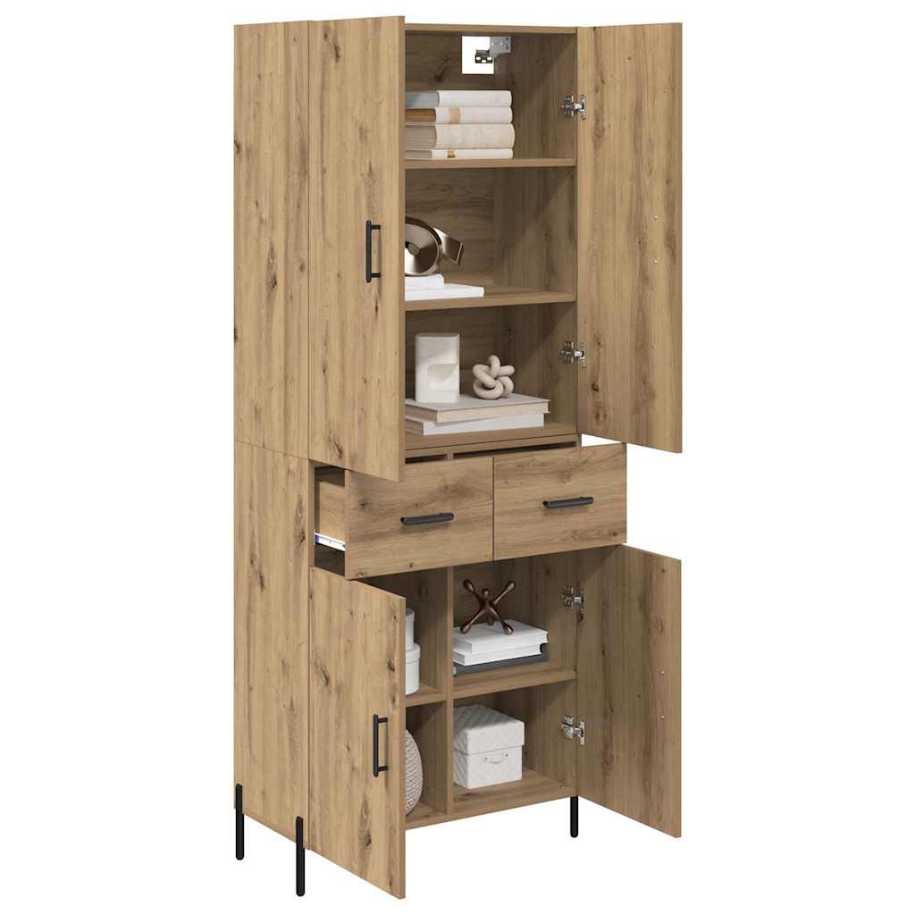 vidaXL Highboard Artisan Eiken 69,5 x 34 x 180 cm Bewerkt hout