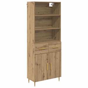 Vysoký bufet Artisanový dub 69,5 x 34 x 180 cm kompozitní dřevo - obrázek 2