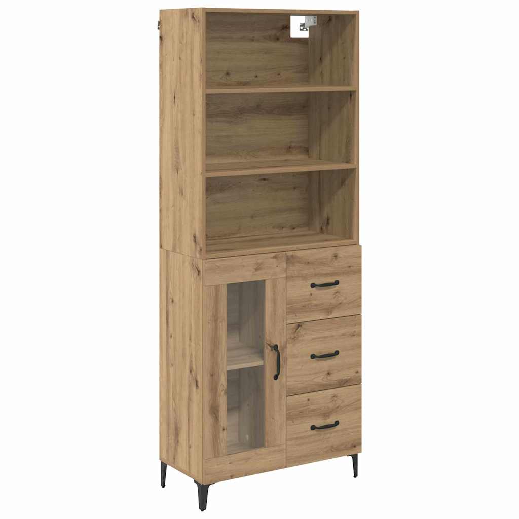 VidaXL Highboard Artisan Eiken 69, 5 X 34 X 180 Cm Bewerkt Hout