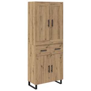 Vysoký bufet Artisanový dub 69,5 x 34 x 180 cm kompozitní dřevo - obrázek 2