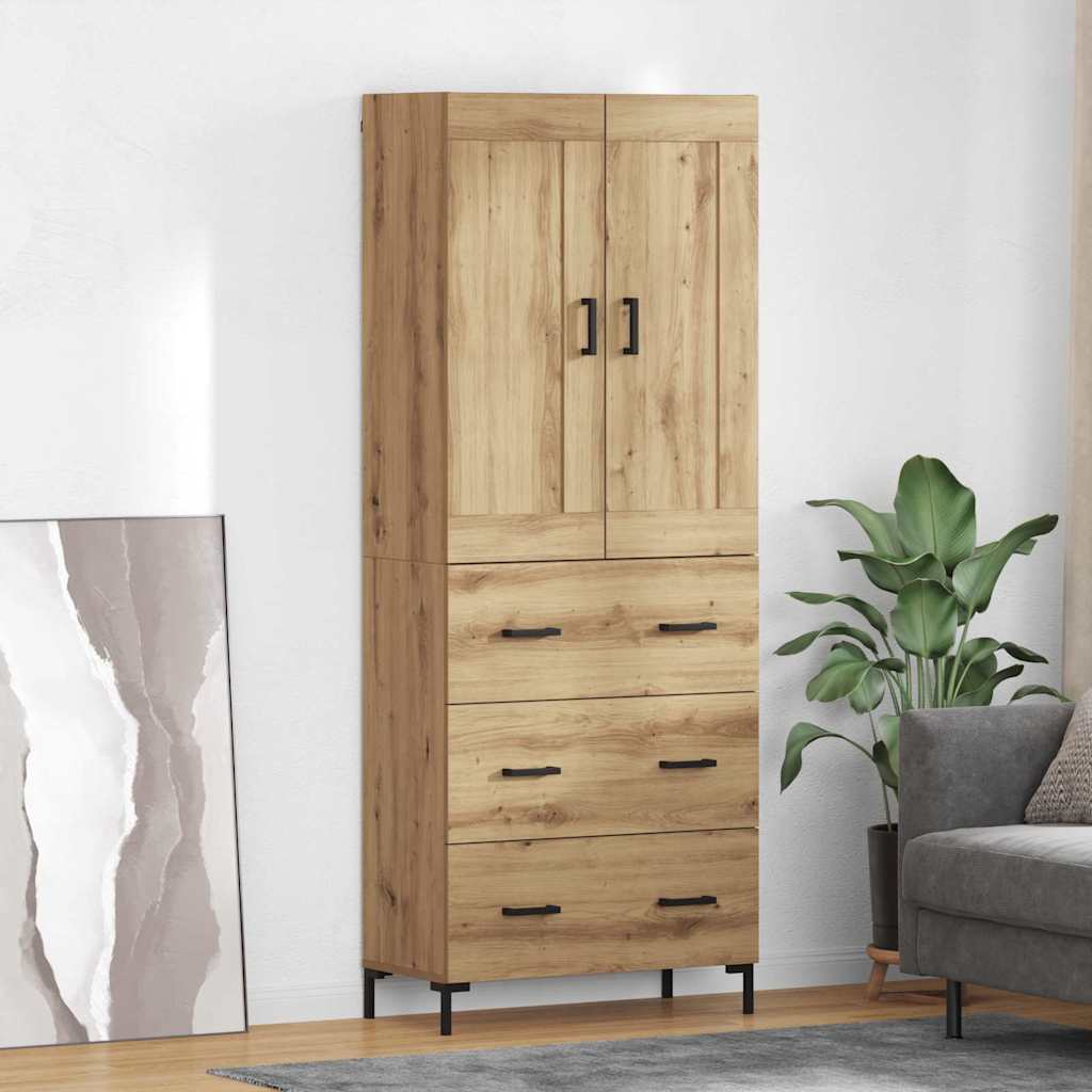 vidaXL Highboard mit Schubladen 2 pcs Artisan-Eiche Holzwerkstoff