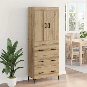 Vysoký bufet se zásuvkou 2 pcs Artisanový dub kompozitní dřevo - obrázek 4