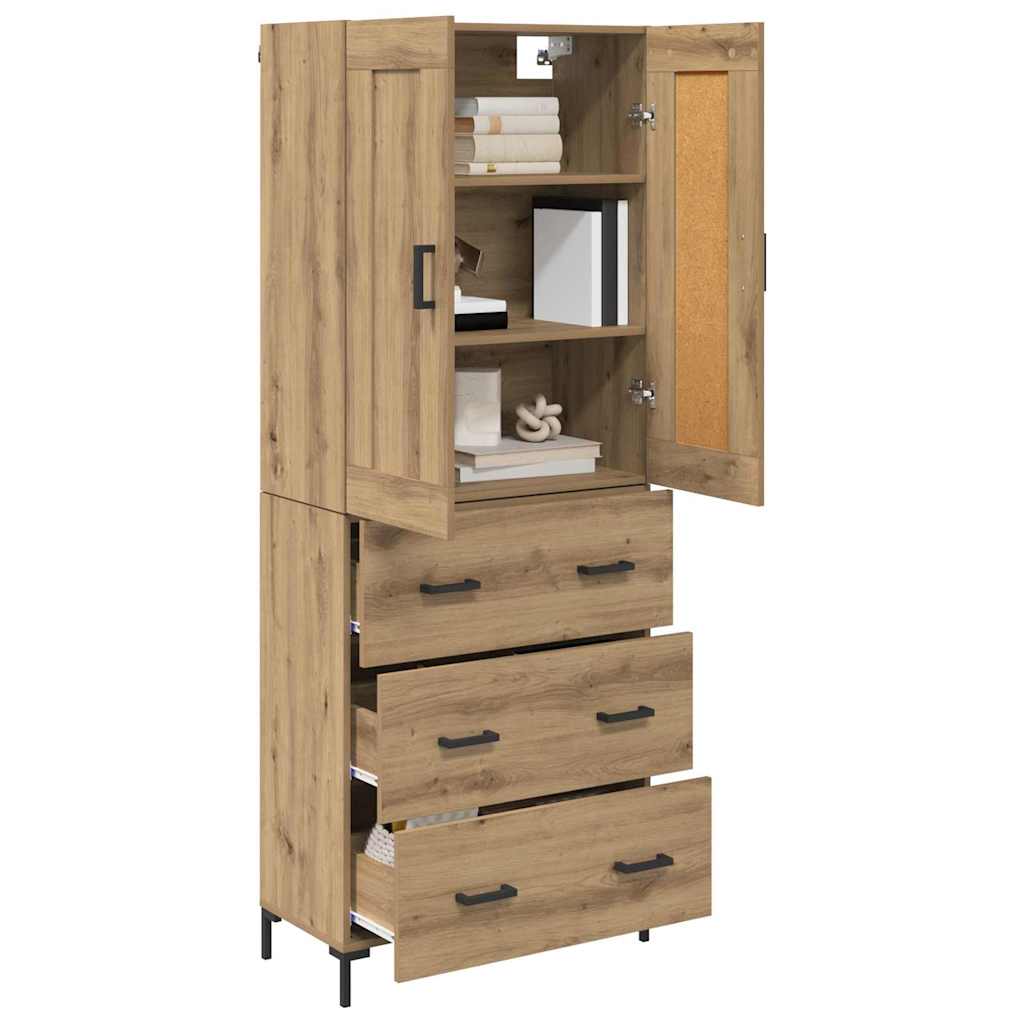 vidaXL Highboard Artisan Eiken 69,5 x 34 x 180 cm Bewerkt hout