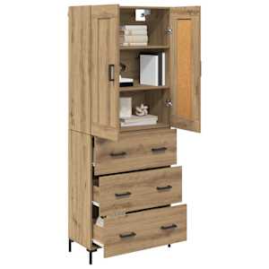 Vysoký bufet se zásuvkou 2 pcs Artisanový dub kompozitní dřevo - obrázek 3