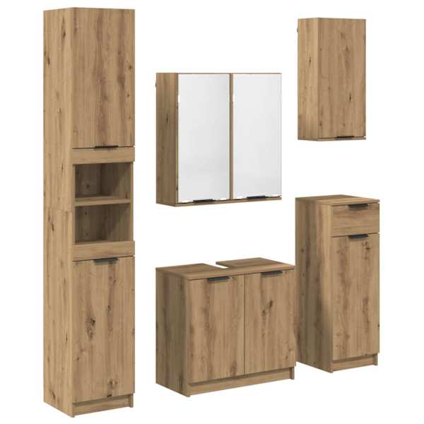 vidaXL Vannitoa m&ouml;&ouml;bleset 5 tk K&auml;sit&ouml;&ouml;puu 64,5 x 33,5 x 59 cm
