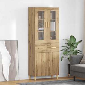 Vysoký bufet Artisanový dub 69,5 x 34 x 180 cm kompozitní dřevo - obrázek 1