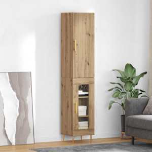 Vysoký bufet 2 pcs Artisanový dub kompozitní dřevo - obrázek 1