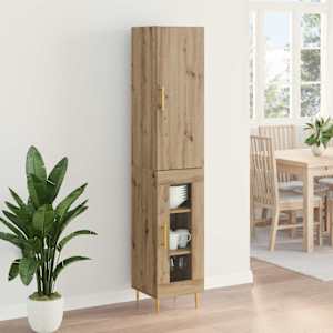Vysoký bufet 2 pcs Artisanový dub kompozitní dřevo - obrázek 4