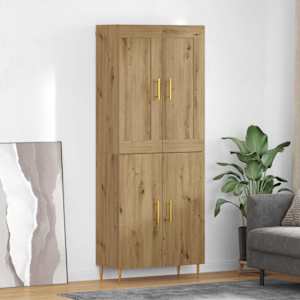 Vysoký bufet Artisanový dub 69,5 x 34 x 180 cm kompozitní dřevo - obrázek 1