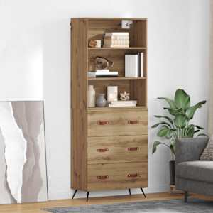 Vysoký bufet Artisanový dub 69,5 x 34 x 180 cm kompozitní dřevo - obrázek 1