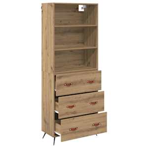Vysoký bufet Artisanový dub 69,5 x 34 x 180 cm kompozitní dřevo - obrázek 5