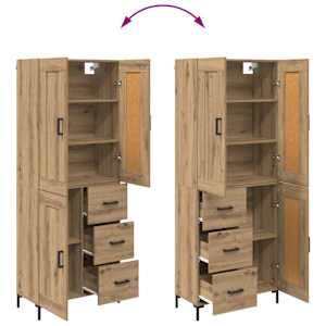 Vysoký bufet se zásuvkou 2 pcs Artisanový dub kompozitní dřevo - obrázek 13