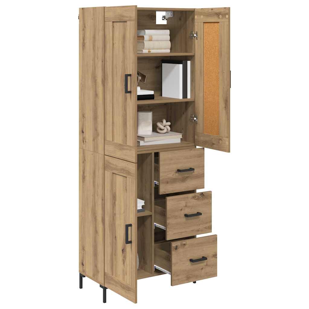 vidaXL Highboard Artisan Eiken 69,5 x 34 x 180 cm Bewerkt hout