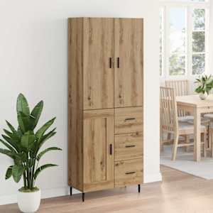 Vysoký bufet 2 pcs Artisanový dub Zpracované dřevo a sklo - obrázek 4