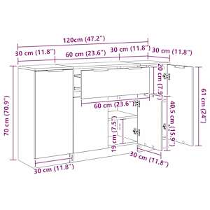 Servírovací skříň 3 pcs Artisanový dub 120 x 30 x 70 cm - obrázek 16