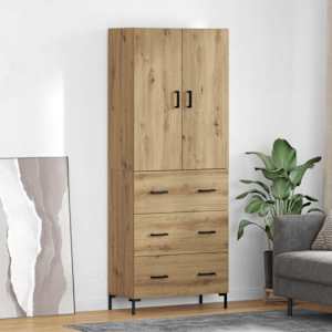 Vysoký bufet Artisanový dub 69,5 x 34 x 180 cm kompozitní dřevo - obrázek 1