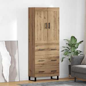 Vysoký bufet Artisanový dub 69,5 x 34 x 180 cm kompozitní dřevo - obrázek 1