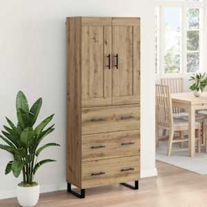 Vysoký bufet Artisanový dub 69,5 x 34 x 180 cm kompozitní dřevo - obrázek 4