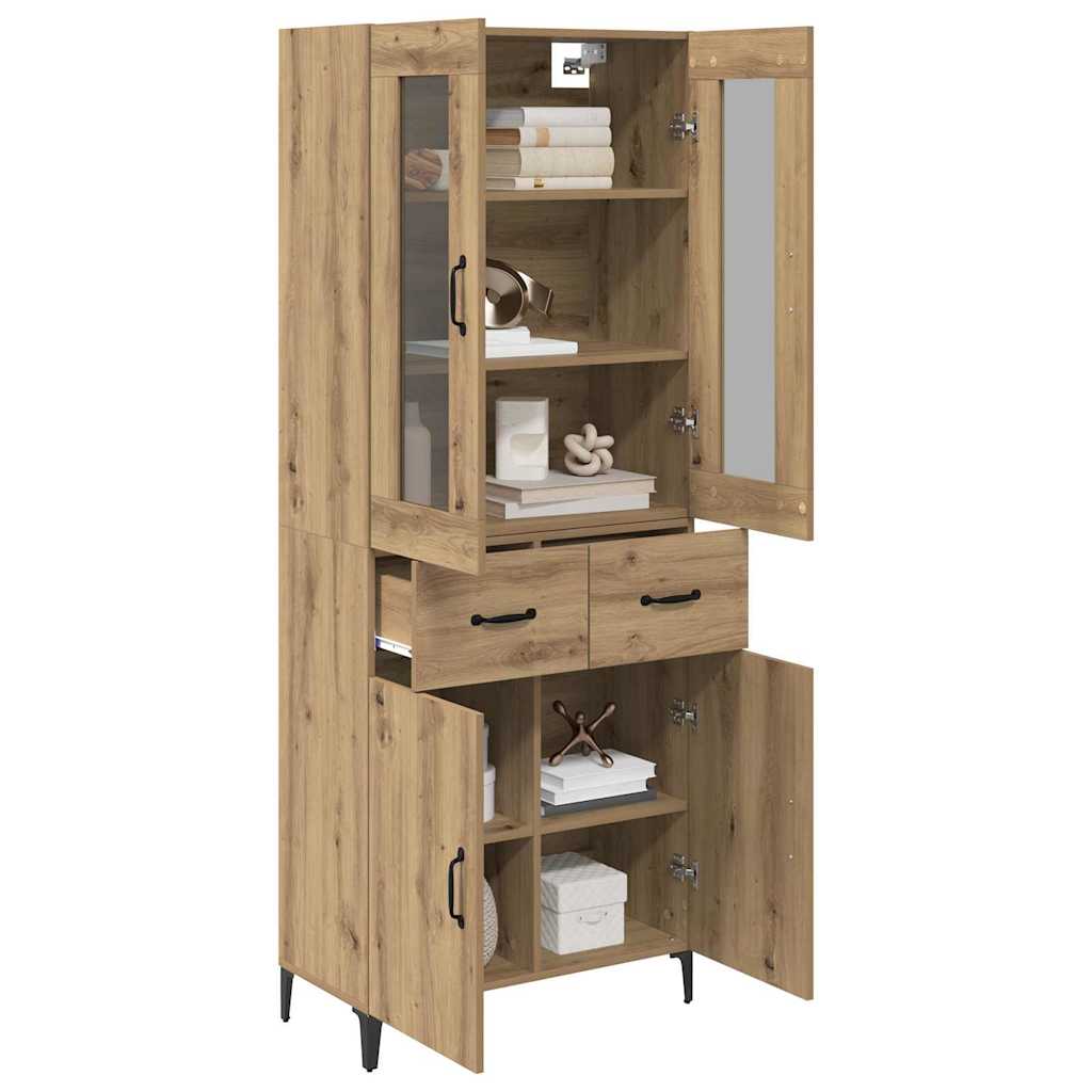 vidaXL Highboard Artisan Eiken 69,5 x 34 x 180 cm Bewerkt hout