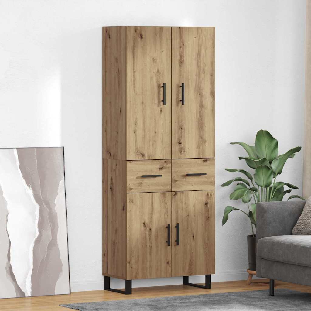 vidaXL Highboard 2 pcs Artisan-Eiche Engineered Wood und Glas