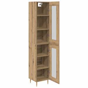 Vysoký bufet 2 pcs Artisanový dub Sklo - obrázek 5