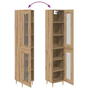 Vysoký bufet 2 pcs Artisanový dub Sklo - obrázek 12