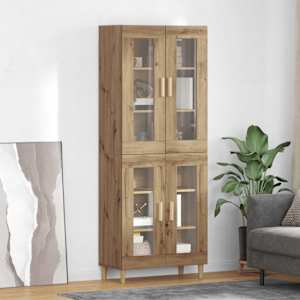 Vysoký bufet Artisanový dub 69,5 x 34 x 180 cm kompozitní dřevo - obrázek 1