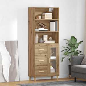 Vysoký bufet Artisanový dub 69,5 x 34 x 180 cm kompozitní dřevo - obrázek 1