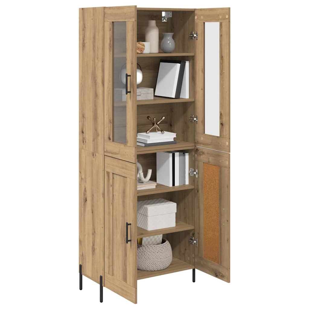 vidaXL Highboard Artisan Eiken 69,5 x 34 x 180 cm Bewerkt hout