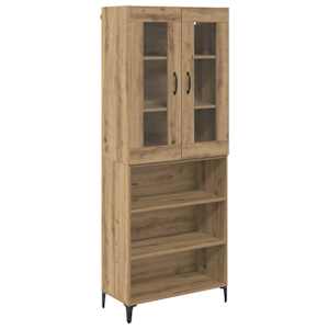 Vysoký bufet Artisanový dub 69,5 x 34 x 180 cm kompozitní dřevo - obrázek 2