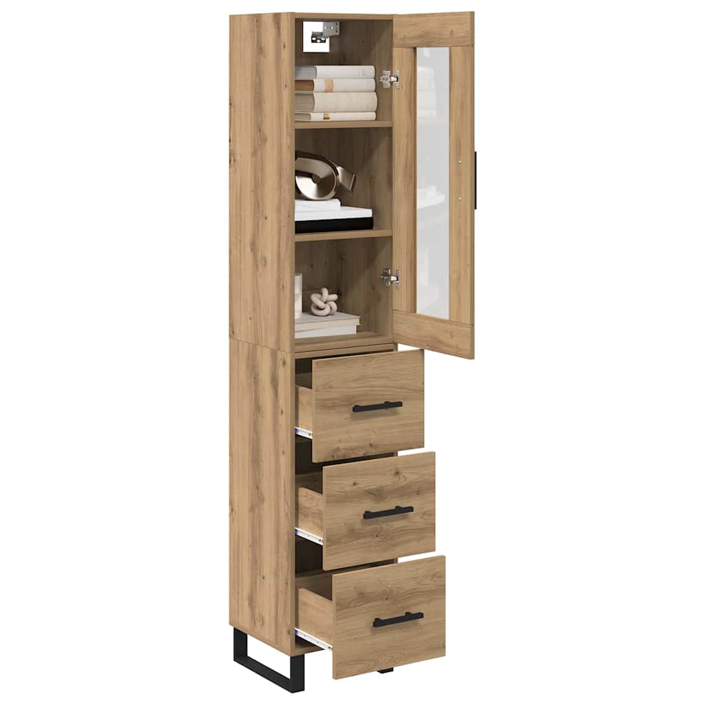 vidaXL Highboard Artisan Eiken 69,5 x 34 x 180 cm Bewerkt hout