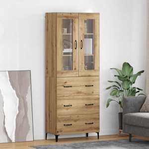Vysoký bufet Artisanový dub 69,5 x 34 x 180 cm kompozitní dřevo - obrázek 1