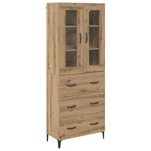 Vysoký bufet Artisanový dub 69,5 x 34 x 180 cm kompozitní dřevo - obrázek 2
