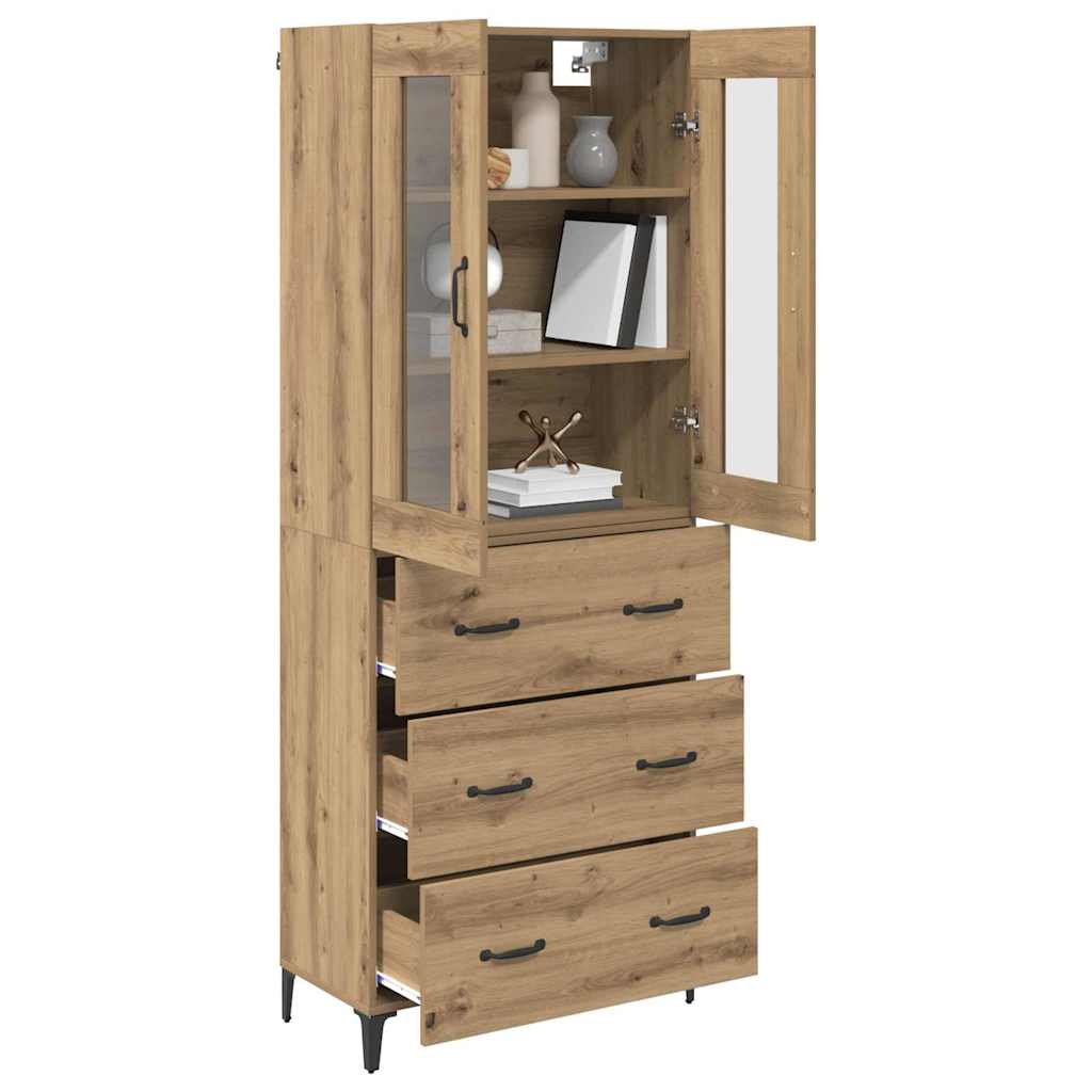 vidaXL Highboard Artisan Eiken 69,5 x 34 x 180 cm Bewerkt hout