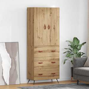 Vysoký bufet Artisanový dub 69,5 x 34 x 180 cm kompozitní dřevo - obrázek 1