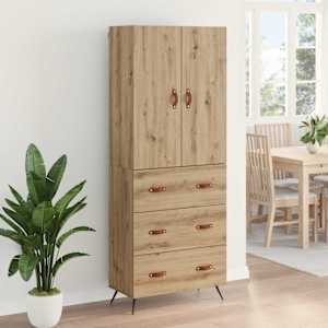 Vysoký bufet Artisanový dub 69,5 x 34 x 180 cm kompozitní dřevo - obrázek 4